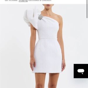 Rebecca Vallance White One-Shoulder Dress with Embellishment